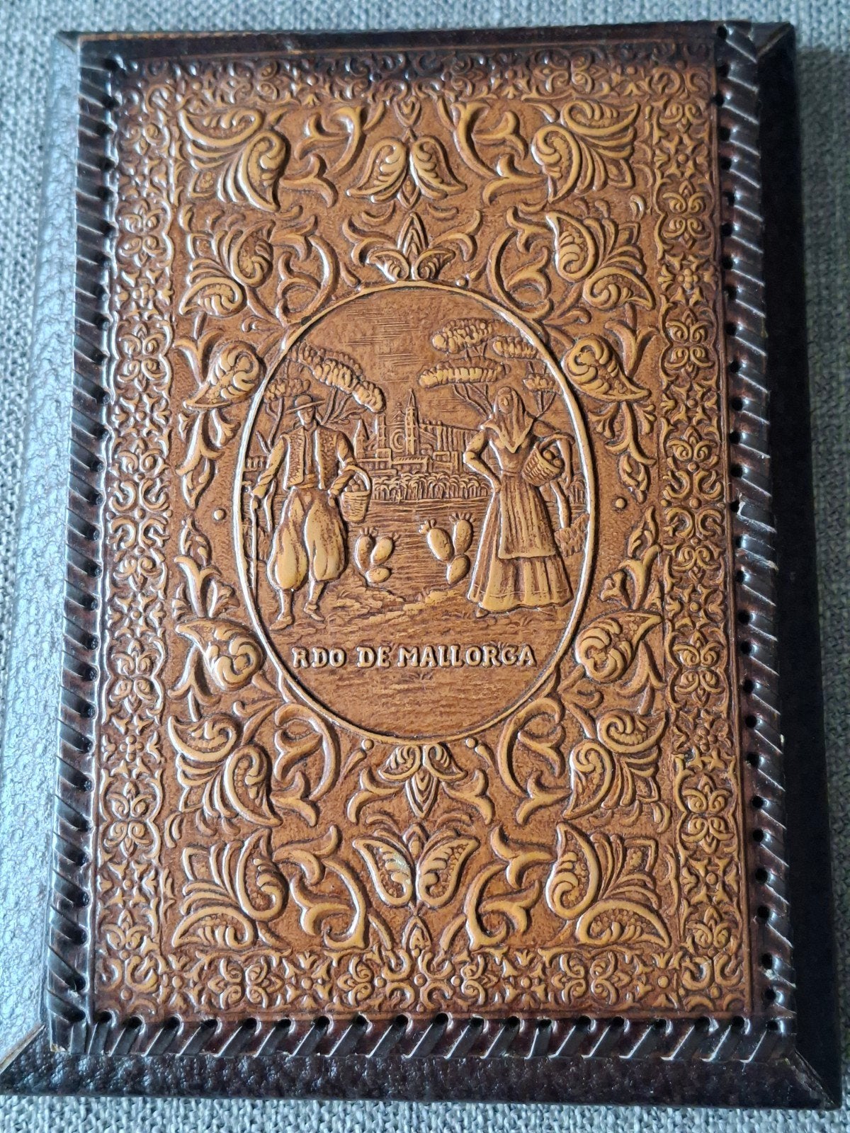 Vintage Notitieboekje houder van reliëfleer., Ophalen of Verzenden