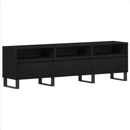 VidaXL TV-kast met lade Zwart Eiken 150x30x44,5cm, Ophalen, 100 tot 150 cm, Eikenhout, Nieuw