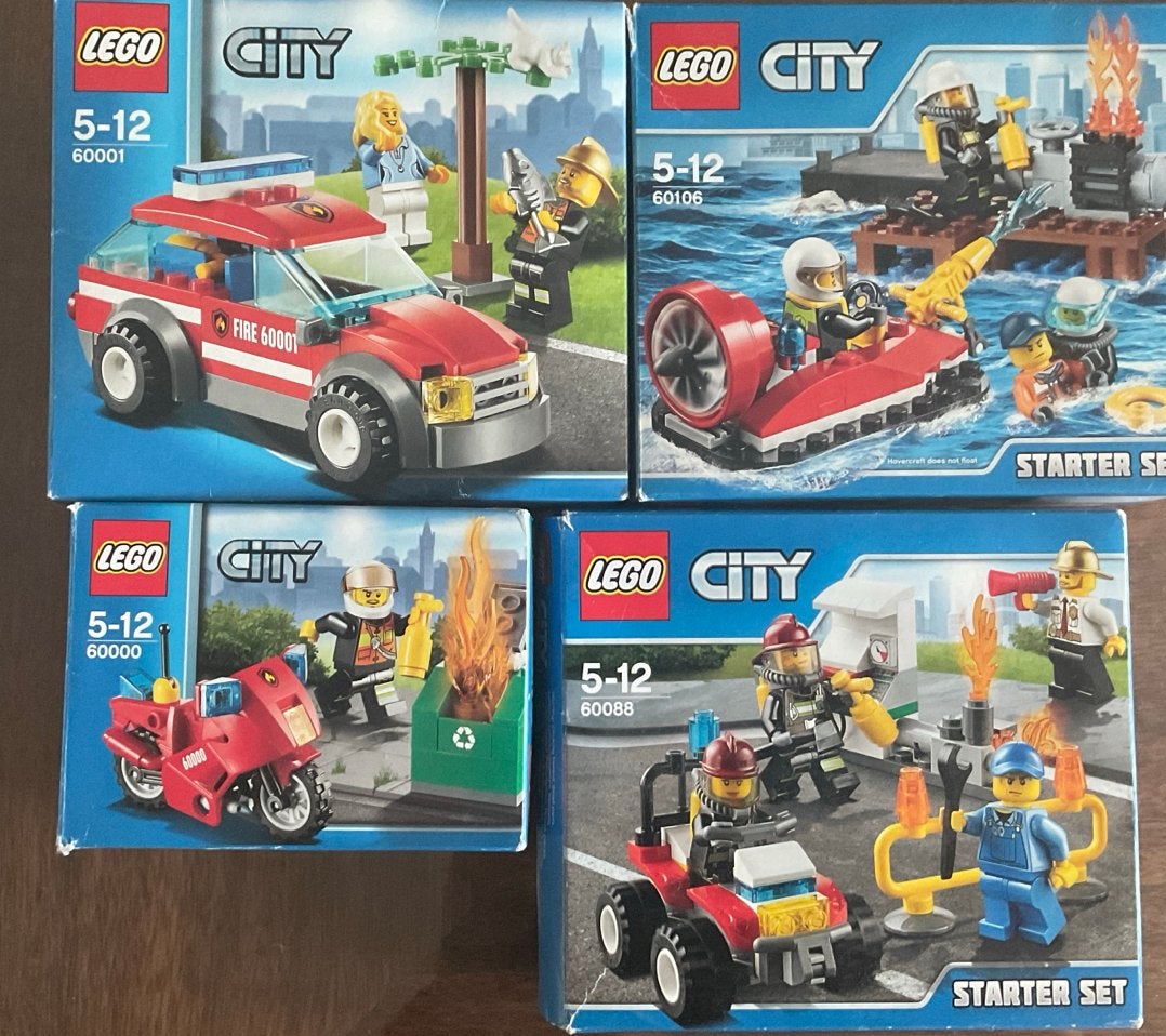 Lego City Brandweer Sets - 60000, 60001, 60088, 60106, Lego, Ophalen of Verzenden, Complete set, Inclusief minifiguren