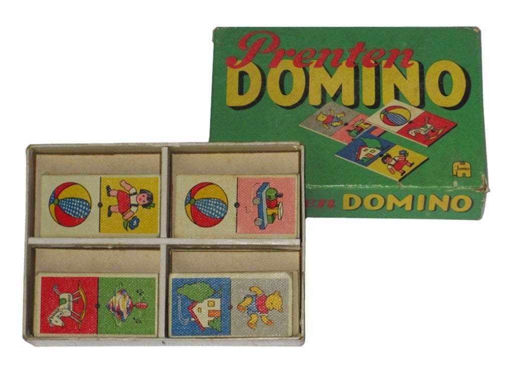 Speelgoed Jaren 50 Prentendomino JUMBO 1952 Bedrag goed doel, Ophalen of Verzenden, Gebruikt