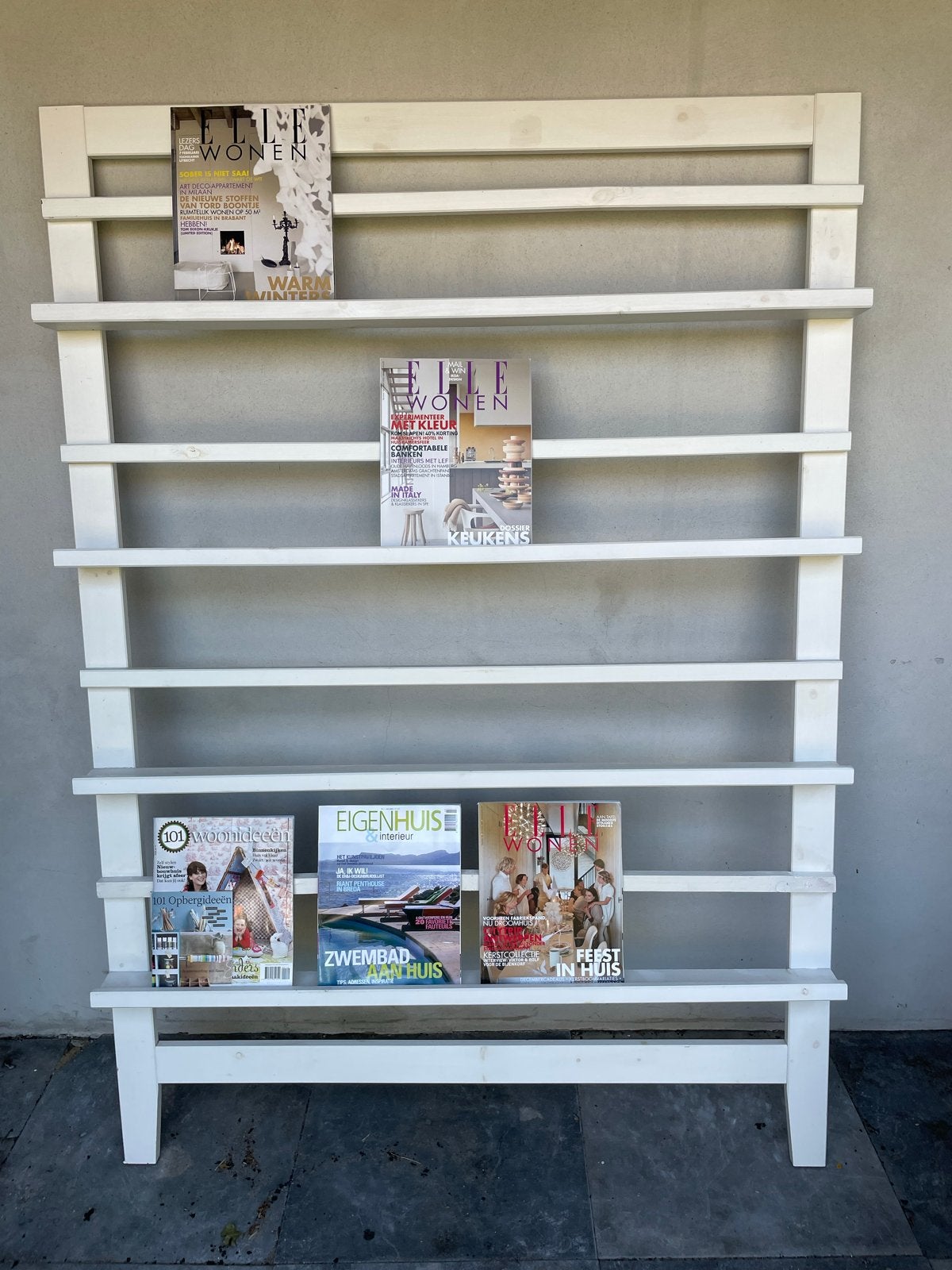 Wit tijdschriftenrek / boekenrek - 170x120cm, Huis en Inrichting, Kasten | Boekenkasten, Met plank(en), 100 tot 150 cm, Ophalen of Verzenden