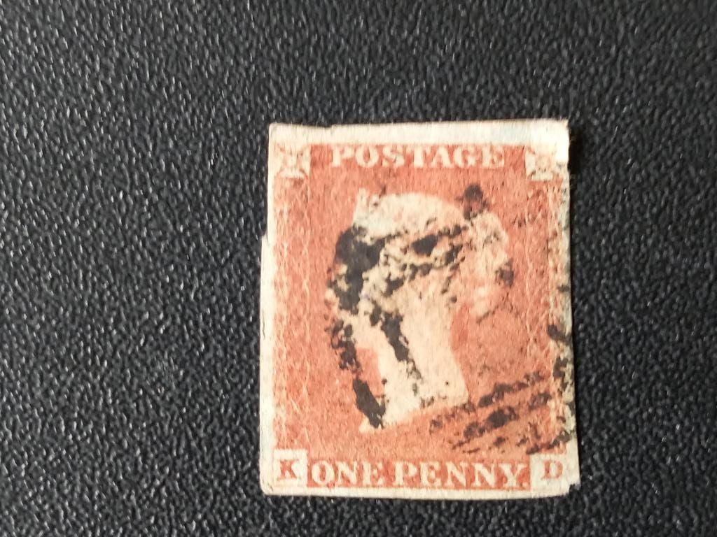 Engeland Victoria 1d red 4 margins, Postzegels en Munten, Postzegels | Europa | UK, Verzenden, Gestempeld