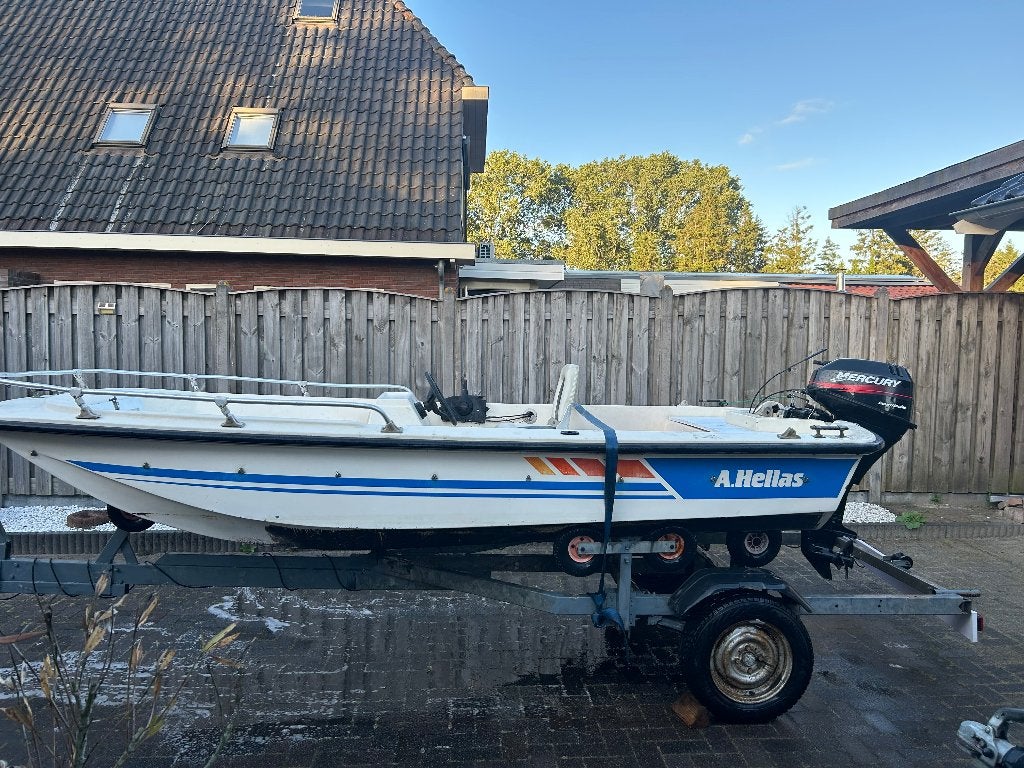 A.hellas consoleboot/ 9.9 viertakt/trailer, Watersport en Boten, Vis- en Consoleboten, Ophalen, Gebruikt, 4 m, Tot 10 pk