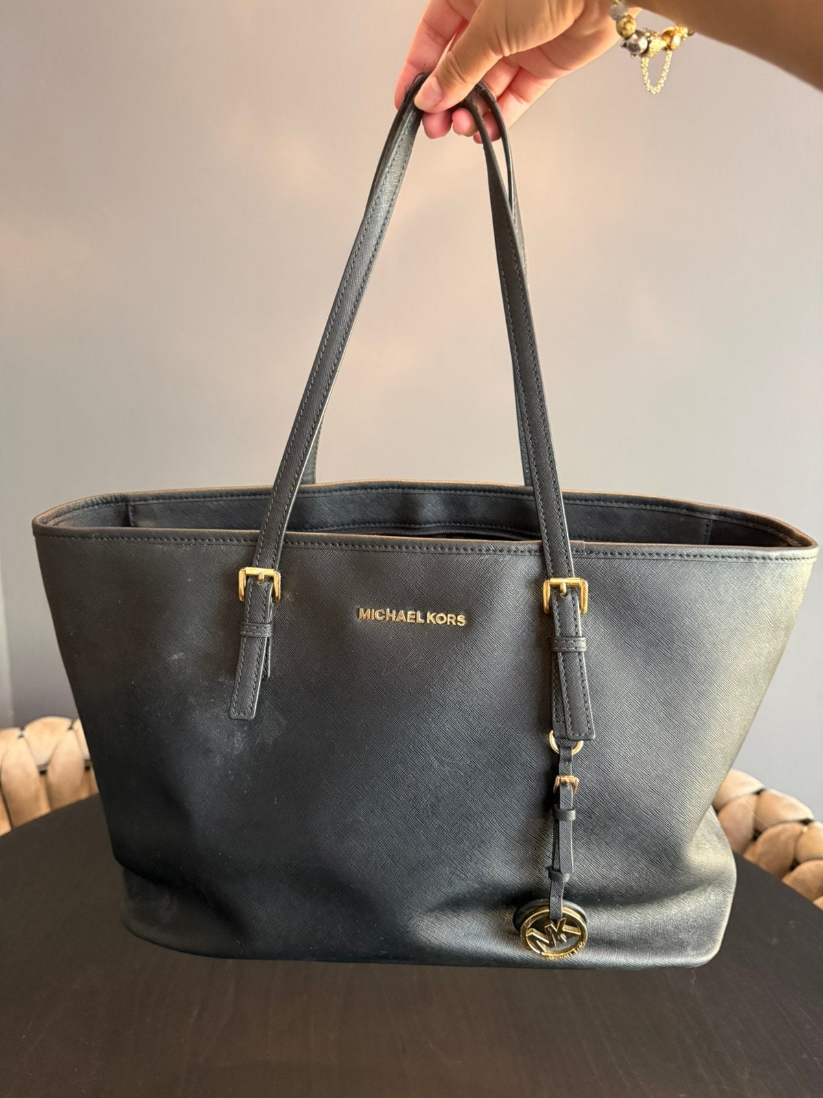 Michael Kors Jet Set Shopper / Tote Zwart – Origineel, Ophalen of Verzenden, Zo goed als nieuw, Zwart, Shopper