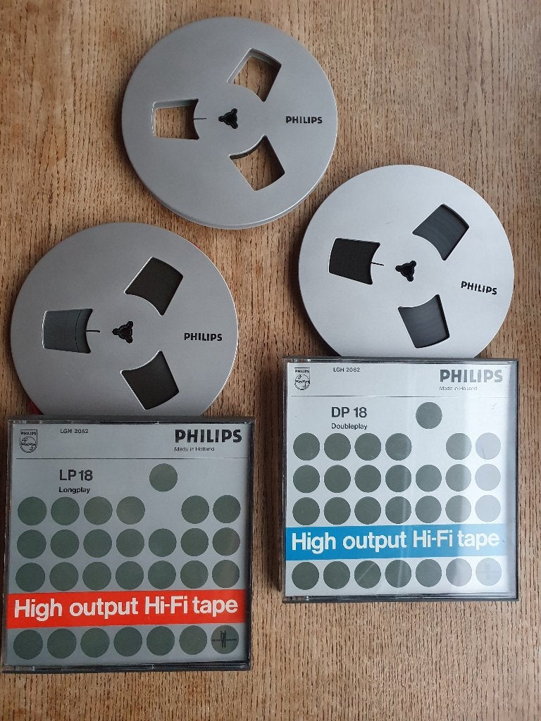 Bandrecorder 18 cm spoelen o.a. aluminium Philips, Ophalen of Verzenden, Onderdeel, Met banden