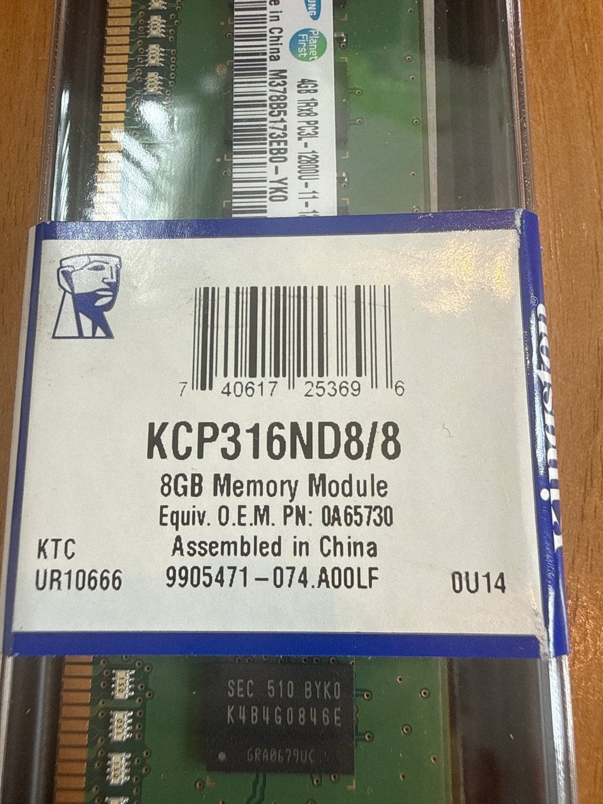 Kingston KCP316ND8/8 8GB DDR3 RAM Geheugenmodule, Server, 8 GB, Nieuw, DDR3