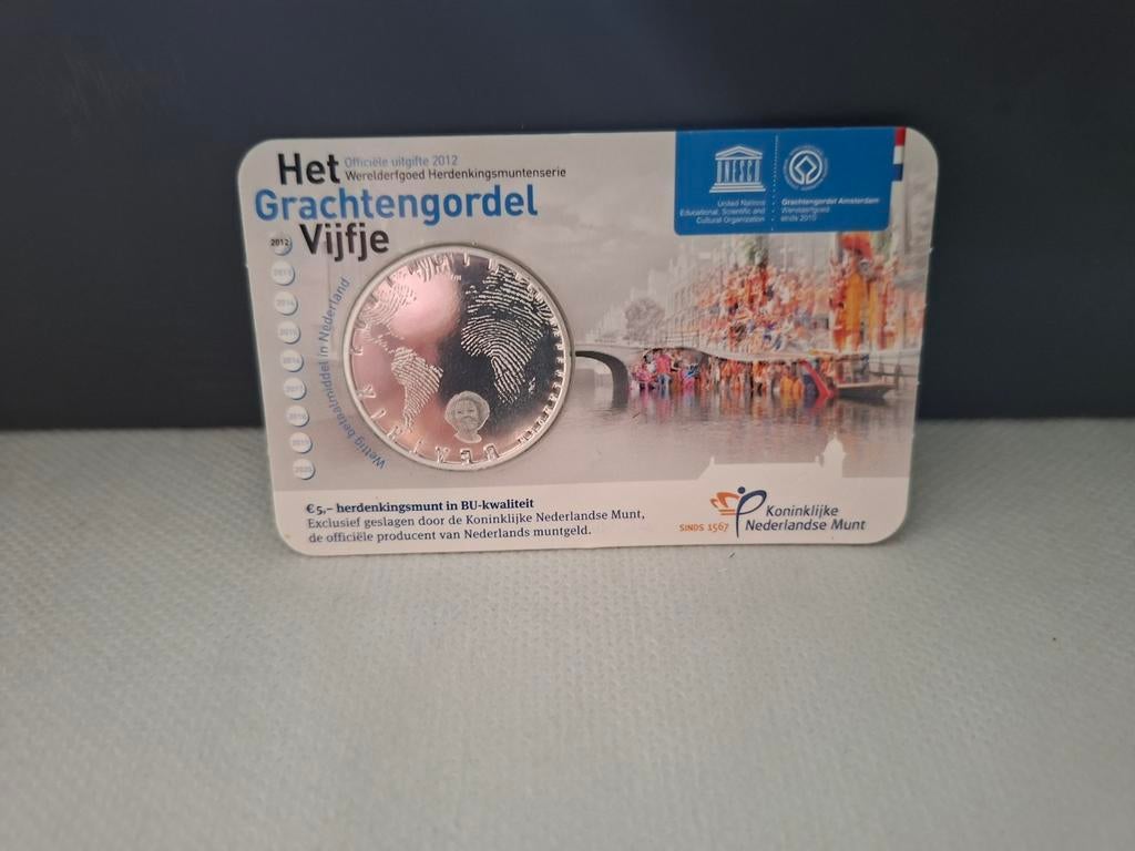 Het Grachtengordel Vijfje 2012 - Zwaar verzilverde €5 munt, Postzegels en Munten, Munten | Nederland, Verzenden, Koningin Beatrix