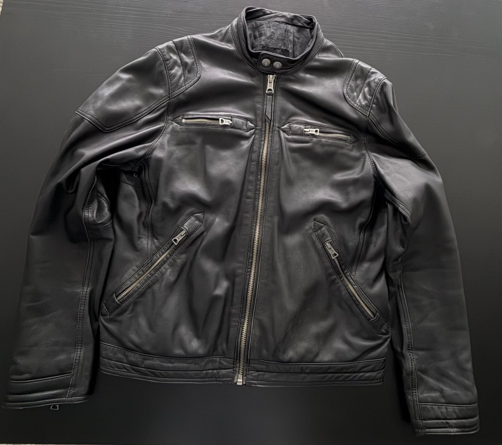 Mango Heren Leren JAS maat L €60, Kleding | Heren, Ophalen of Verzenden, Zo goed als nieuw, Zwart