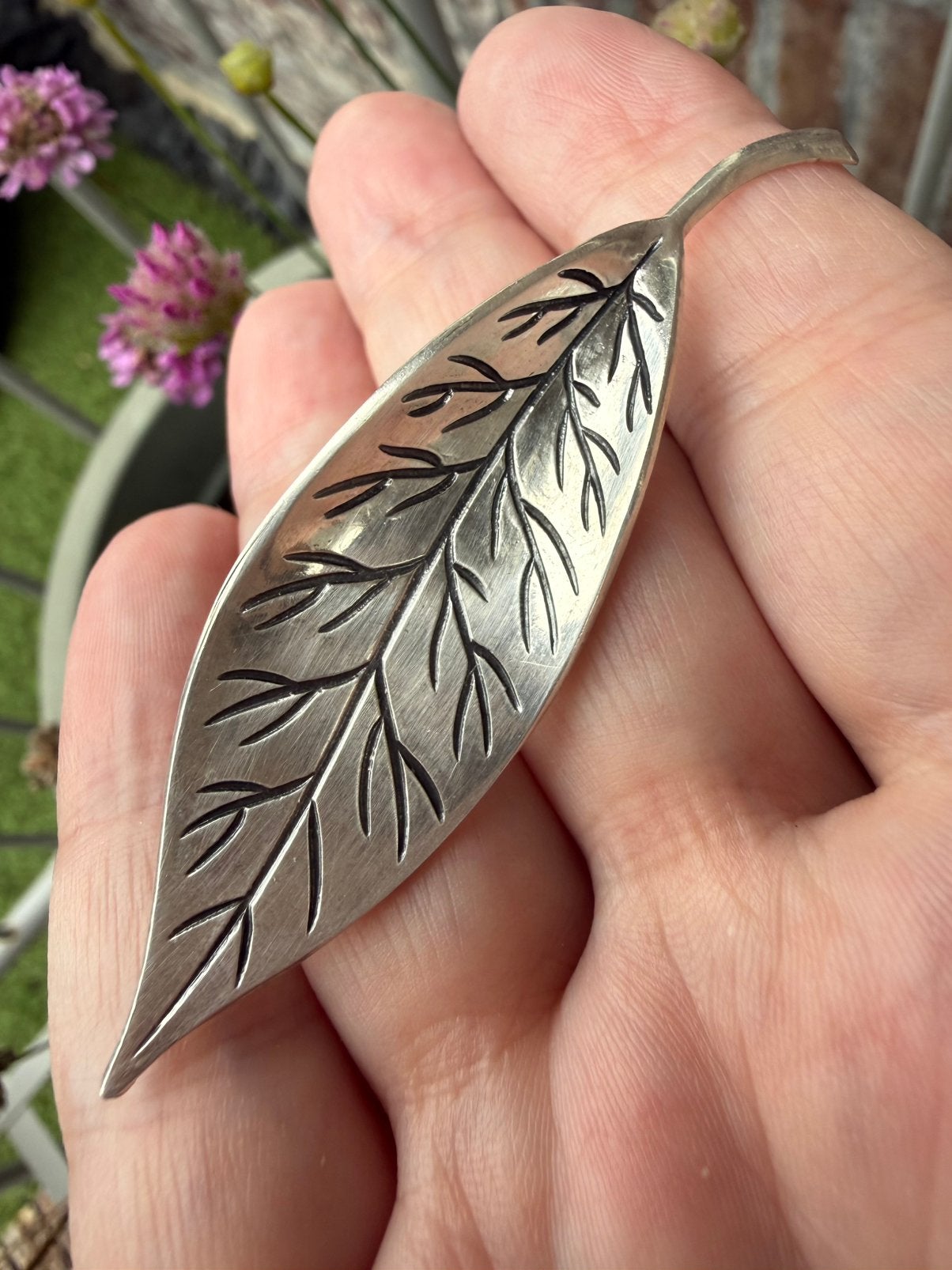 H356/Zilveren DAVID ANDERSEN Blad broche NOORWEGEN, Sieraden, Tassen en Uiterlijk, 4 tot 7 cm, Gebruikt, Verzenden, X