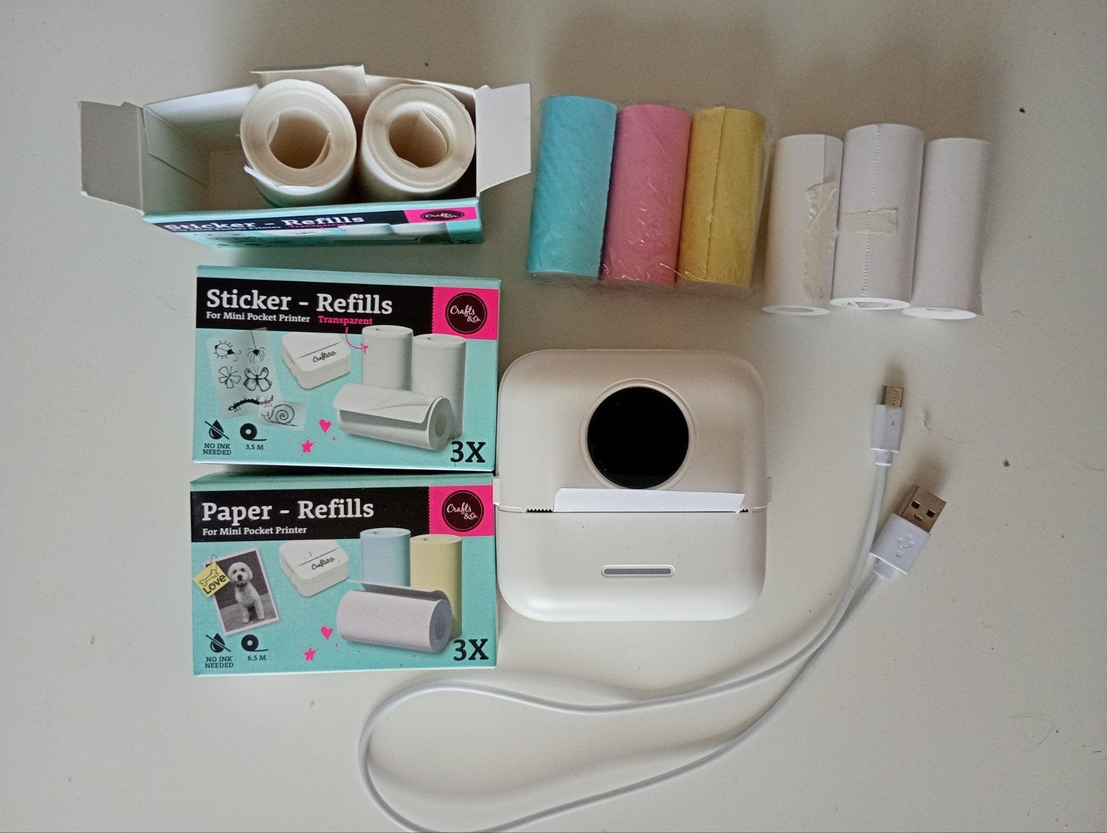 Tiny Printer met extra rollen en oplader, Computers en Software, Zwart-en-wit printen, Printer, Zo goed als nieuw, Thermo-printer