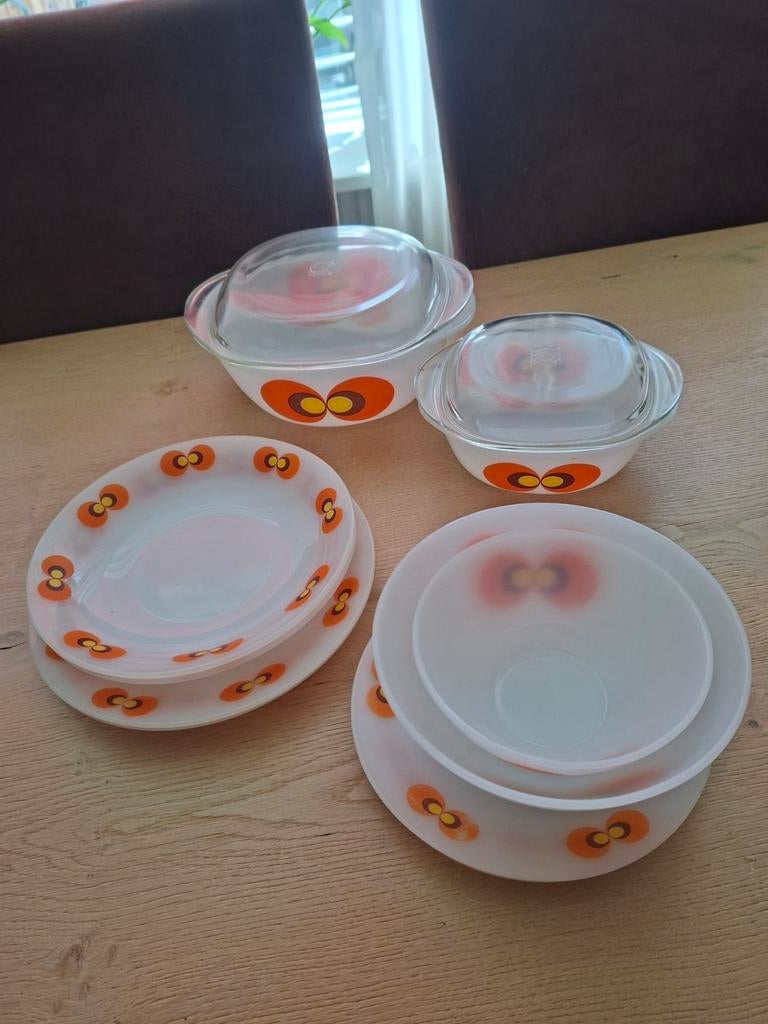Vintage Pauwenoog servies - Schalen en borden, Ophalen