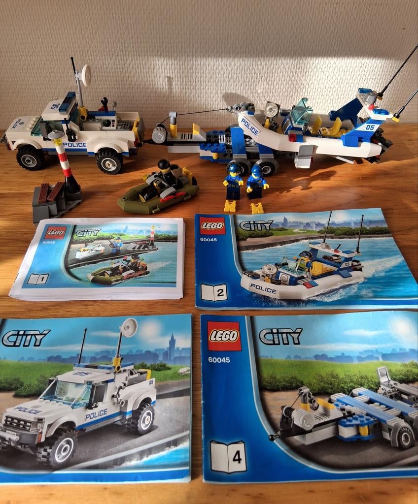 Lego city politie Patrouilleboot 60045 complete set +boekjes, Ophalen of Verzenden