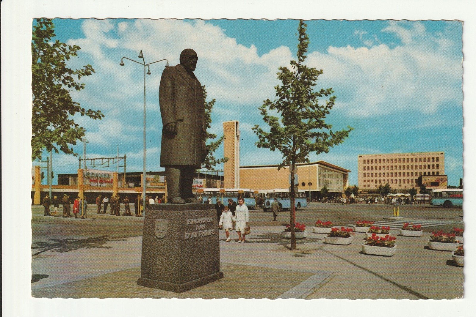 EINDHOVEN STANDBEELD Dr. PHILIPS STATION MAGIRUS DEUTZ BUS, Verzamelen, Ophalen of Verzenden, 1940 tot 1960, Gelopen, Noord-Brabant
