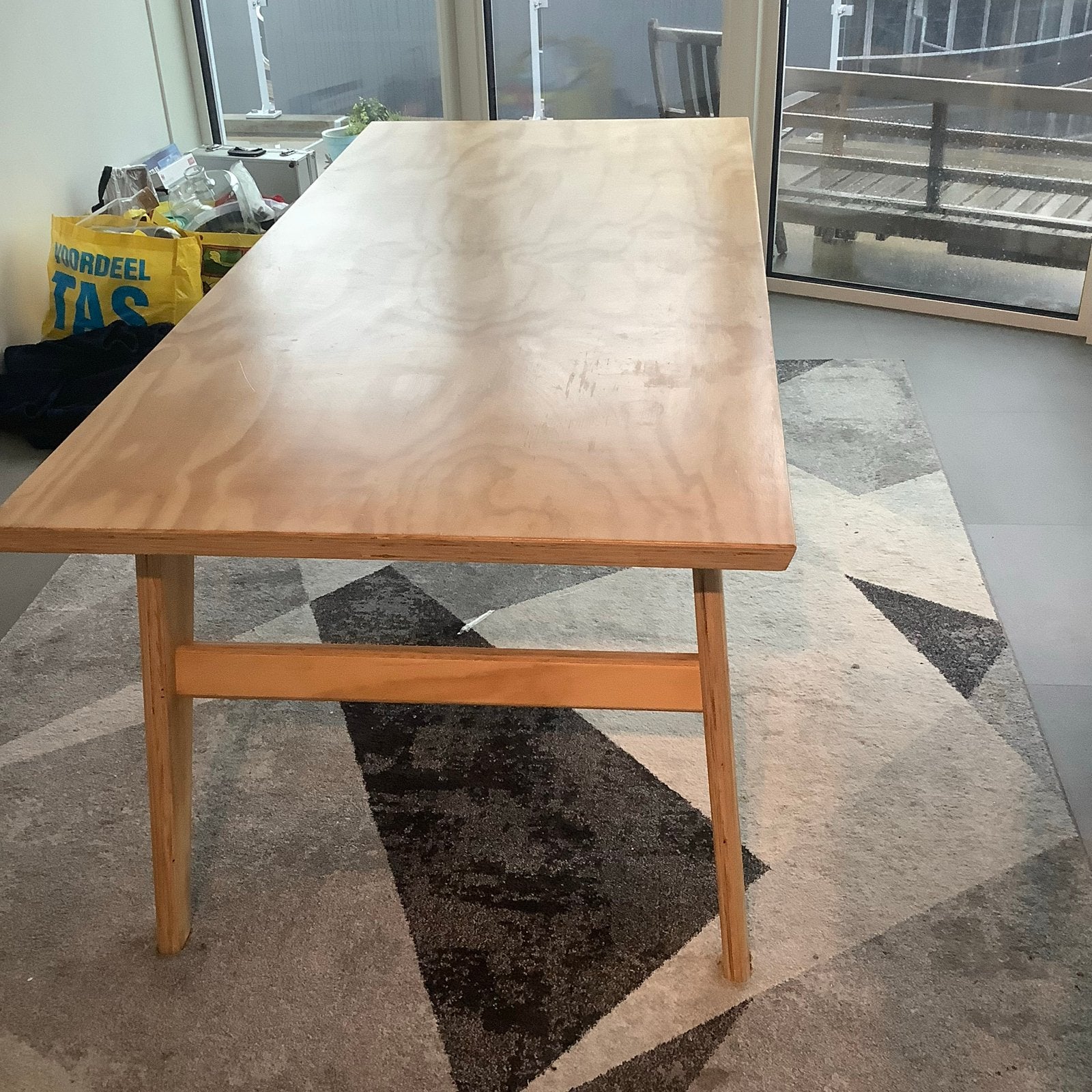 Houten tafel - Lengte 200 cm, Breedte 90 cm, Ophalen, 200 cm of meer, 50 tot 100 cm, Zo goed als nieuw