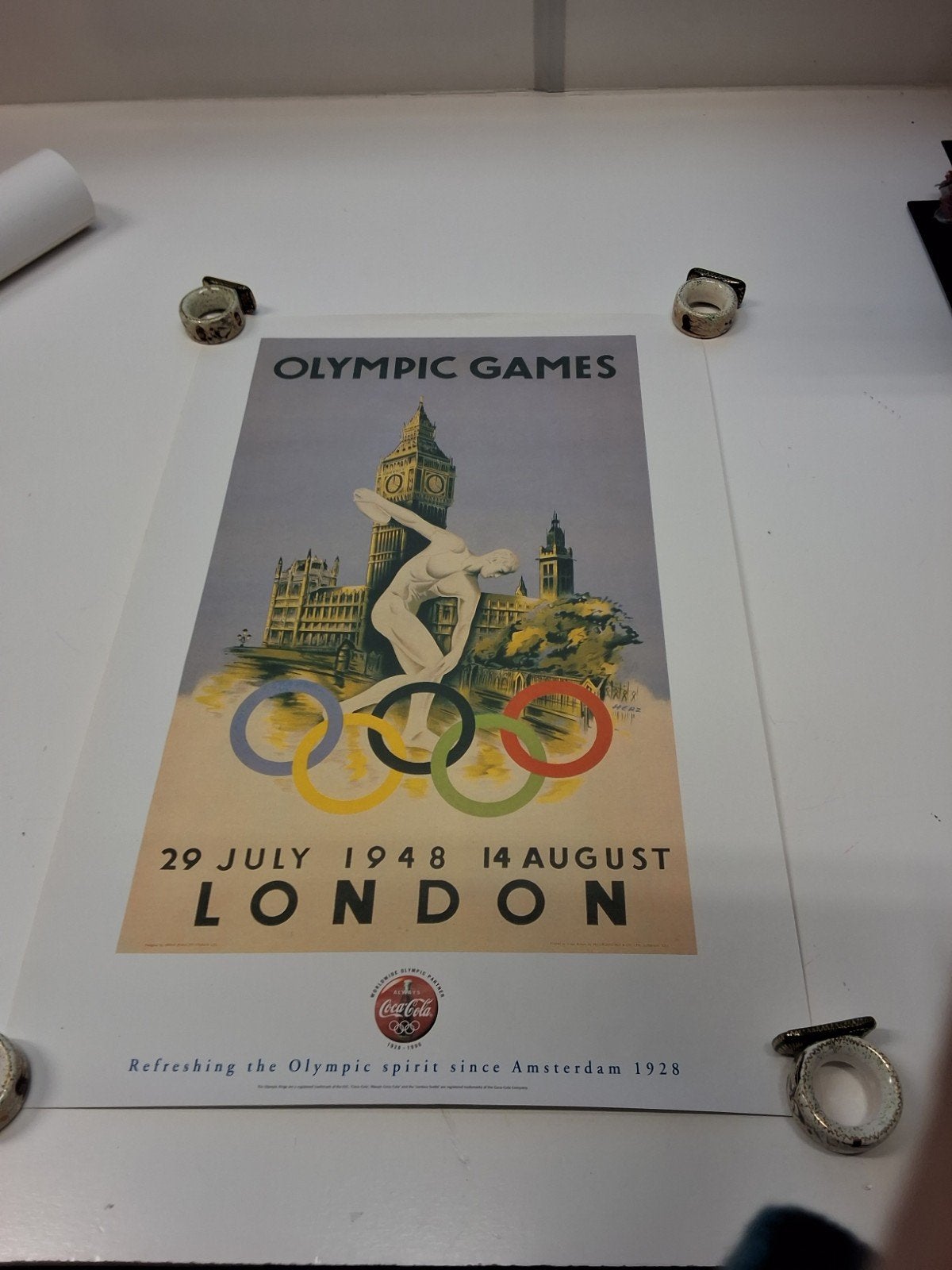 Coca-Cola Olympische Spelen London 1948 poster (40x60 cm), Verzamelen, Posters, Rechthoekig Staand, Ophalen of Verzenden, Zo goed als nieuw