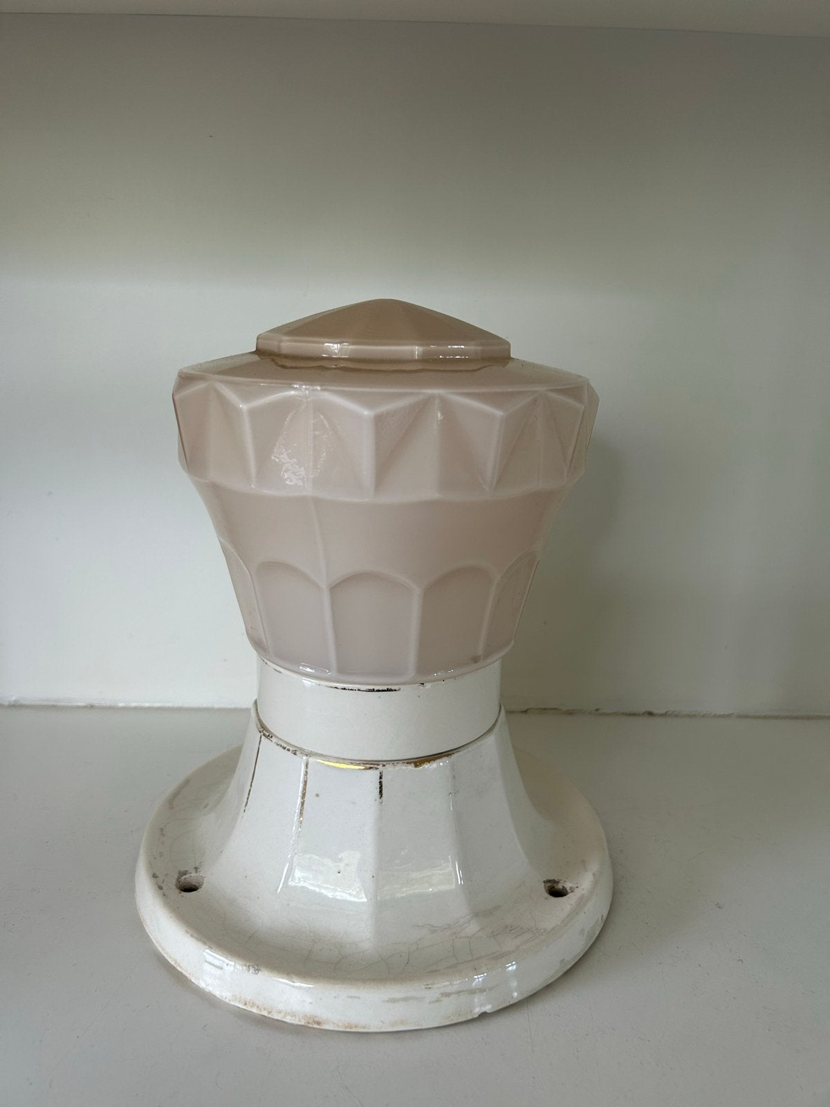 Tabur Vintage Art Deco Plafondlamp met Roze Glas, Antiek en Kunst, Ophalen of Verzenden
