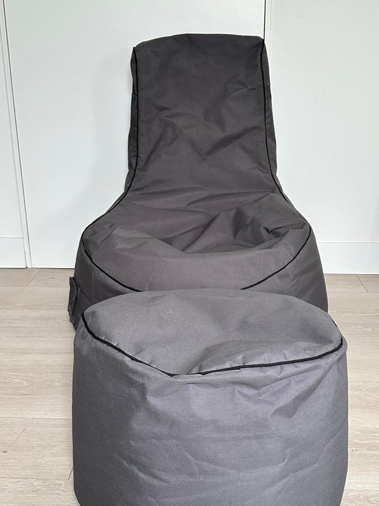 Zitzak met poef (sitting point) antraciet, Huis en Inrichting, Zitzakken, Ophalen, Zo goed als nieuw, Grijs