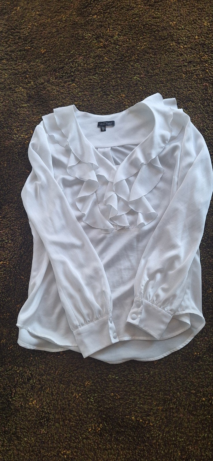 Witte blouse met ruches - La Dress by Simone, Wit, Maat 42/44 (L), Ophalen of Verzenden, Zo goed als nieuw