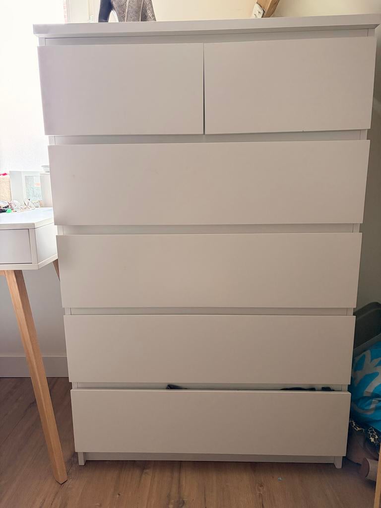 Witte IKEA MALM ladekast 80x123 cm, Ophalen, Gebruikt, 5 laden of meer, 100 tot 150 cm