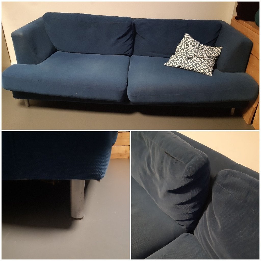 Gratis: Comfortabele blauwe tweezitsbank, Ophalen, Gebruikt, 150 tot 200 cm, Tweepersoons