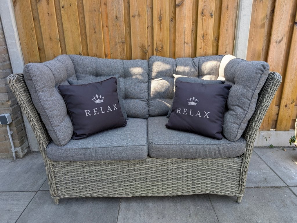 OWN Gerlos 2-zits Loungebank Wicker –Forest Grey + 4 Kussens, Ophalen, Gebruikt, Wicker