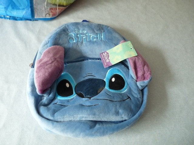 stoere rugtas stitch blauw velours , Nieuw., Sieraden, Tassen en Uiterlijk, Nieuw, Ophalen of Verzenden, 30 tot 40 cm, Blauw