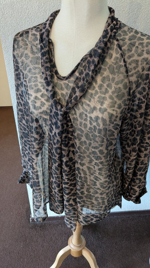 Panter blouse top - BoeBou - L/XL, Kleding | Dames, Blouses en Tunieken, Bruin, Verzenden, Maat 46/48 (XL) of groter, BoeBou