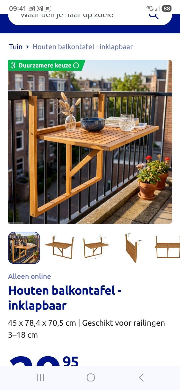 Gezocht ruil onderdeel action balkontafel, Ophalen, Nieuw, Rechthoekig, 50 tot 100 cm