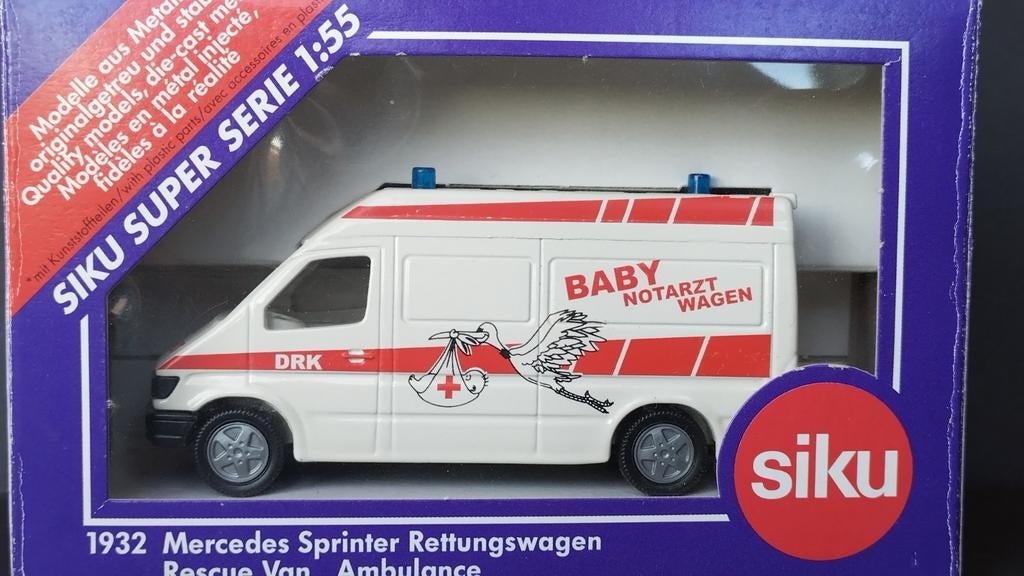 Mercedes Benz Sprinter Ambulance Baby Notarzt Siku 1932 Pol, Schlittenbacherstrasse 60 Lüdenscheid Germany, Auto, Verzenden, Nieuw