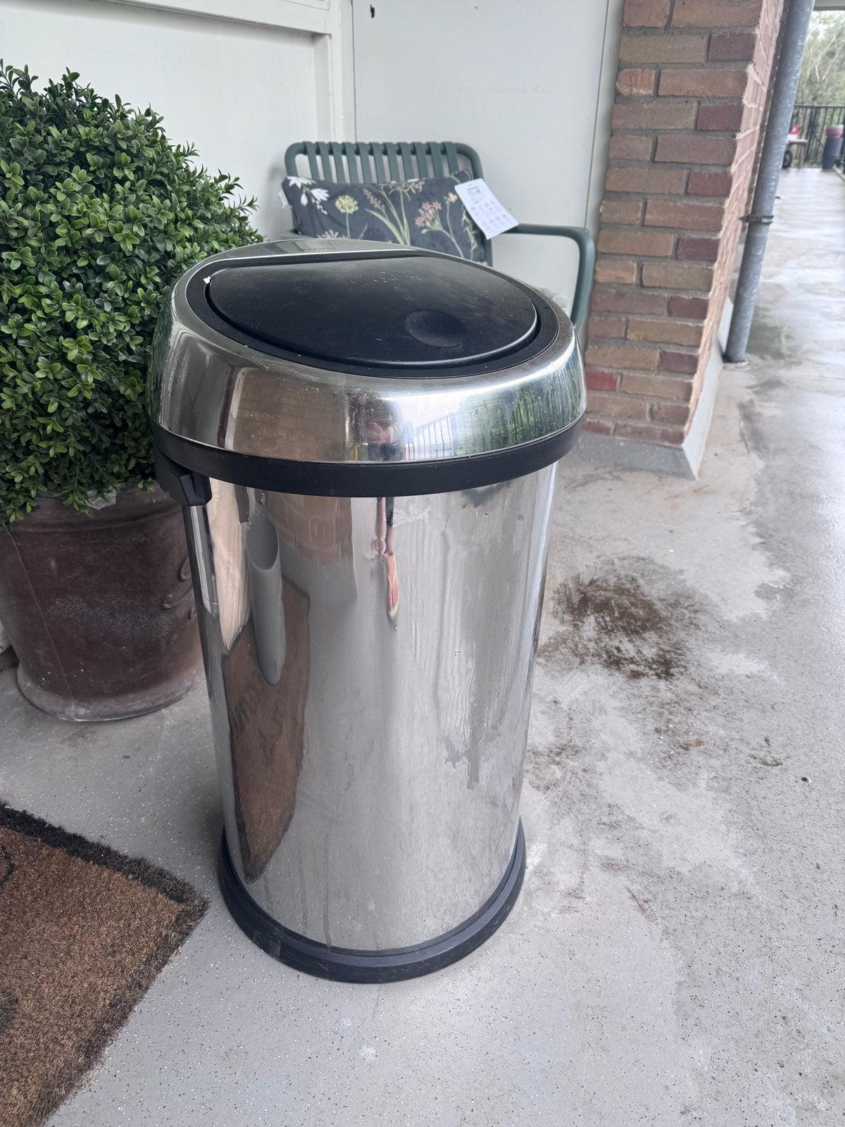 Brabantia Touch Bin 60 liter zilver - Gebruikt, 40 liter of meer, Ophalen, Gebruikt, Metaal