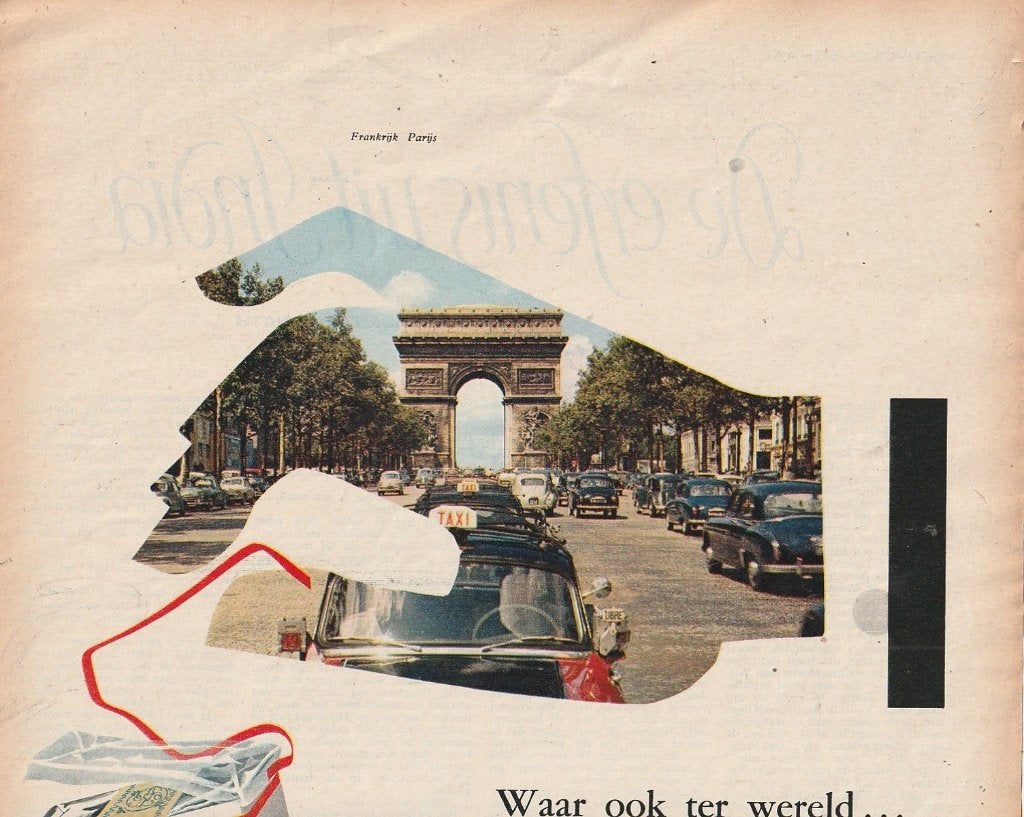 retro reclame 1960 Lucky Strike sigaretten auto's in Parijs, Verzenden, Overige typen