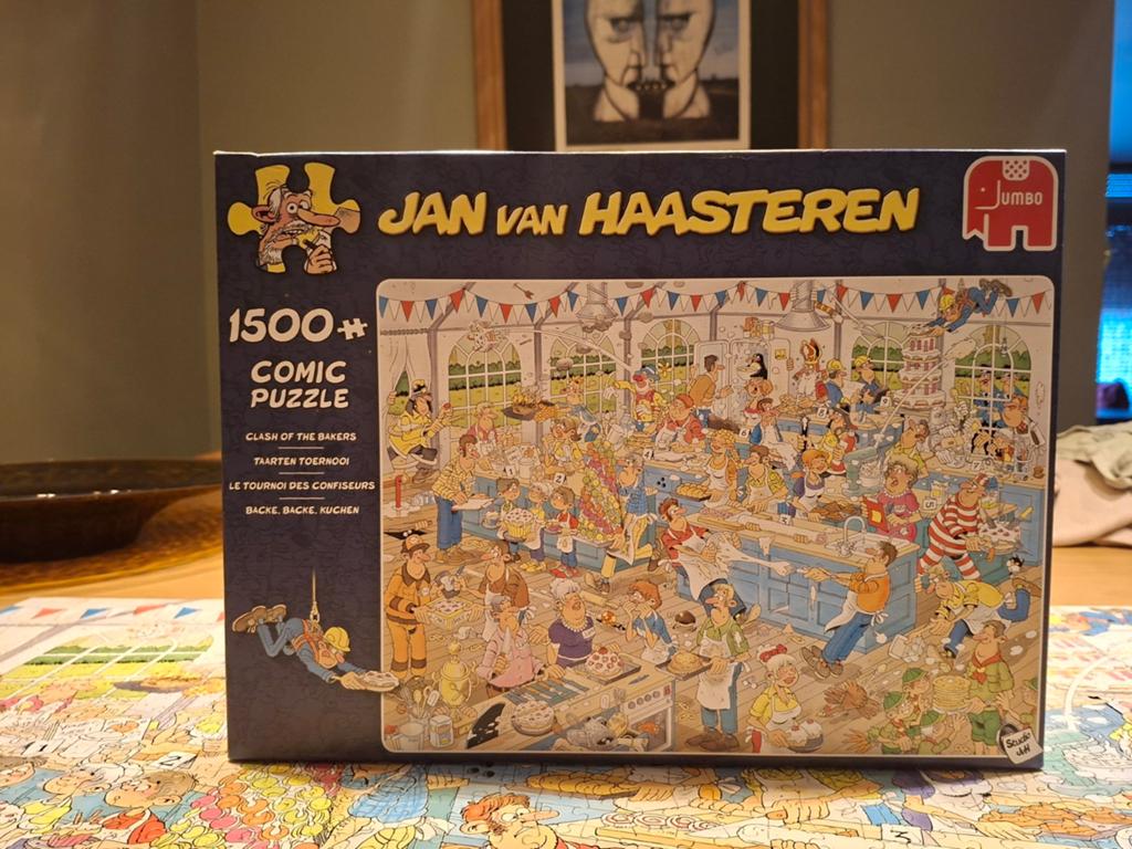 Jan van Haasteren puzzel 1500 stukjes Compleet taartentoerno, Ophalen of Verzenden, 500 t/m 1500 stukjes, Zo goed als nieuw