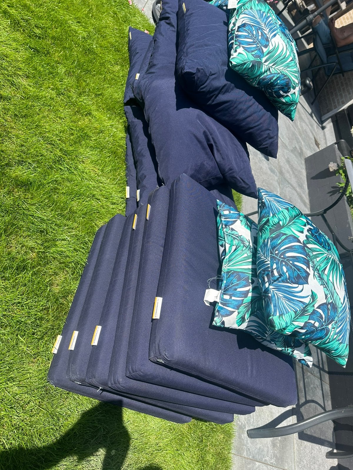 Kussens voor loungebank en stoel blauw, Ophalen, Gebruikt