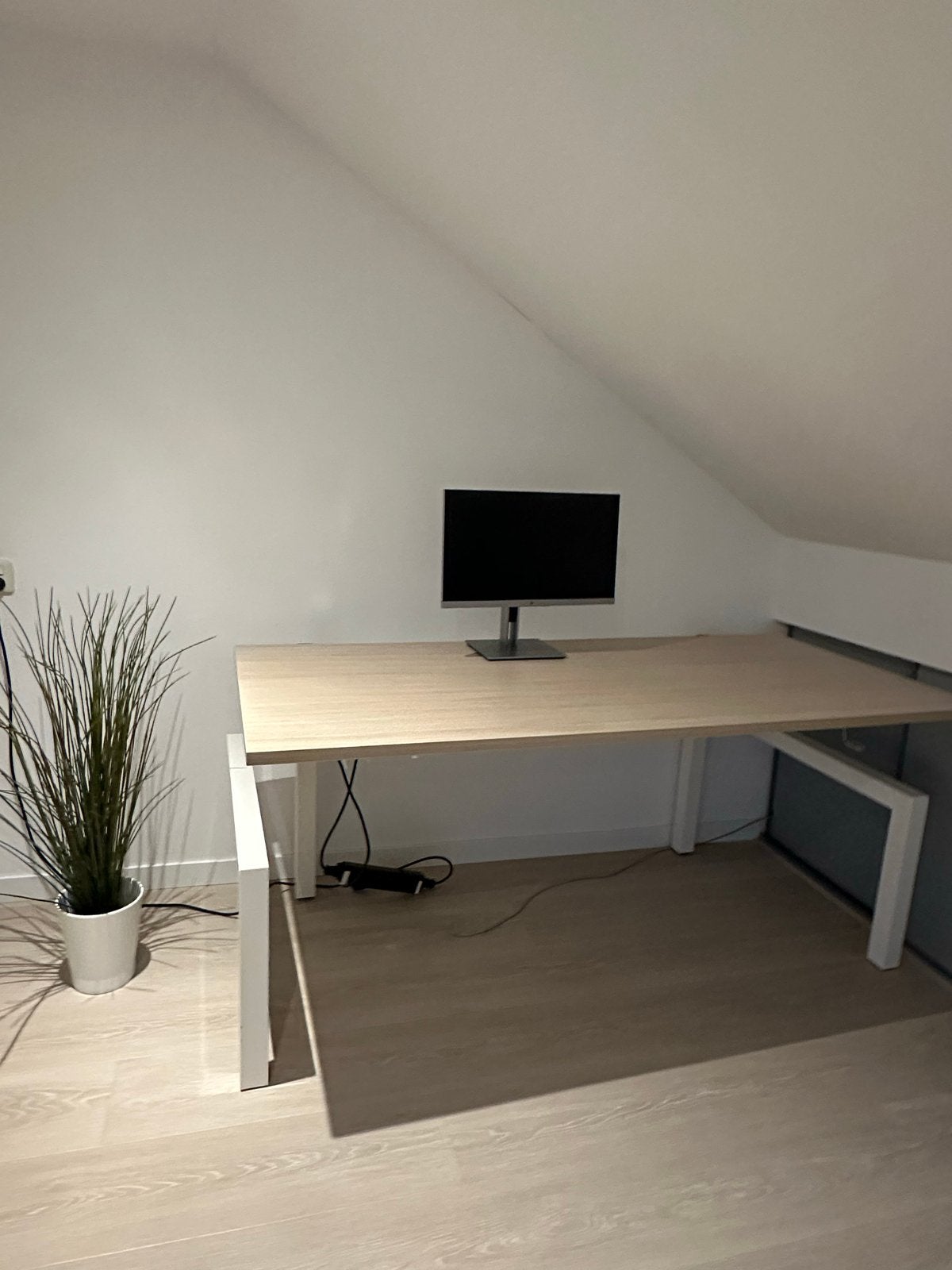 Design Zit-sta Bureau&rolladenblok, perenkleur/wit staal, Huis en Inrichting, Ophalen, Zit-sta bureau, Hout, In hoogte verstelbaar