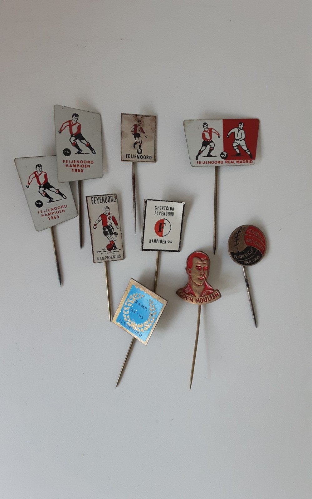 Vintage Feyenoord Speldjes - Kampioen 1965 & Europa Cup 1966, Verzamelen, Ophalen of Verzenden, Gebruikt, Feyenoord, Overige typen