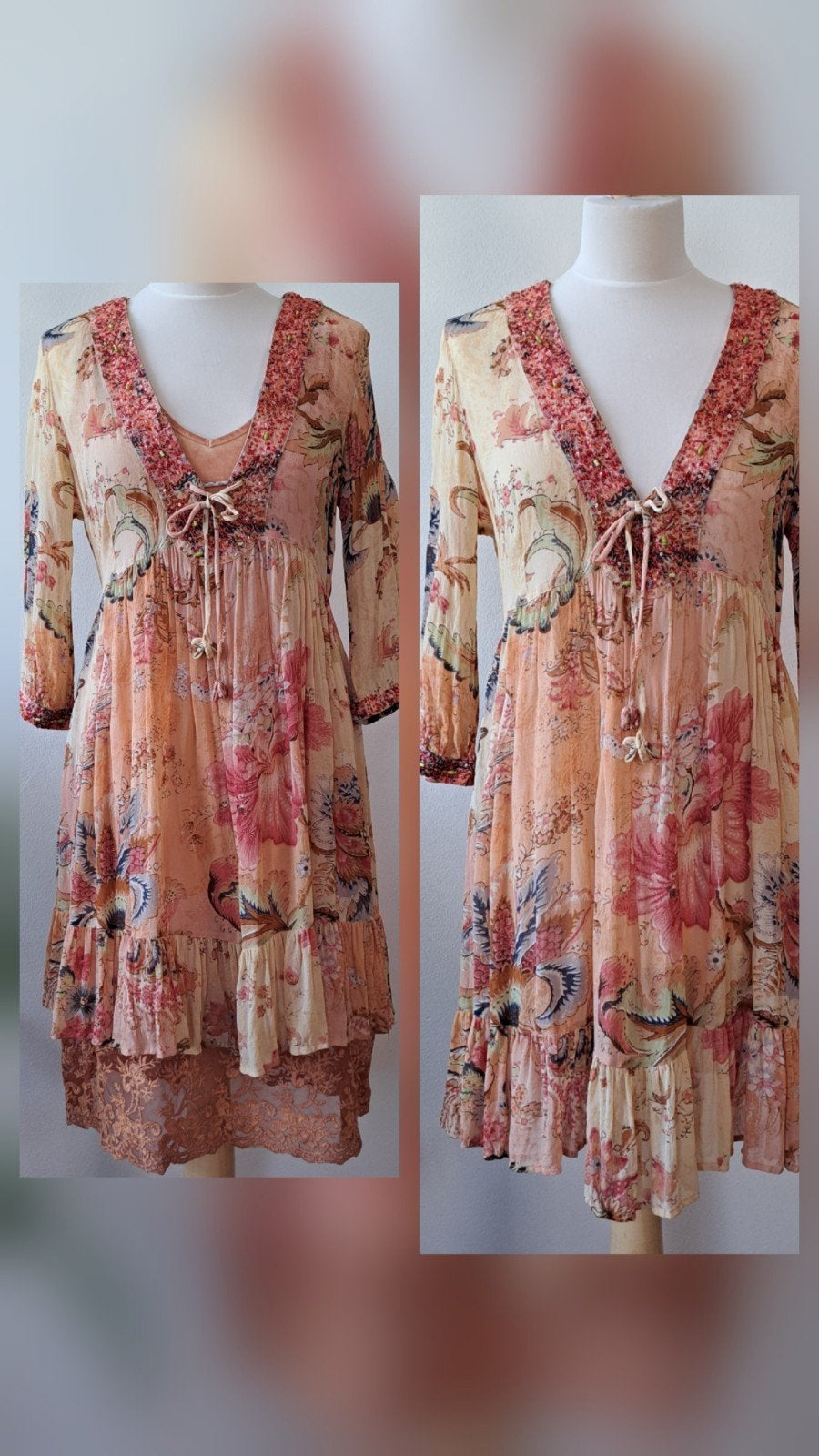 Schitterende jurk ev met bijpassende slipdress, Kleding | Dames, Maat 38/40 (M), Meerkleurig, Didi, Ophalen of Verzenden