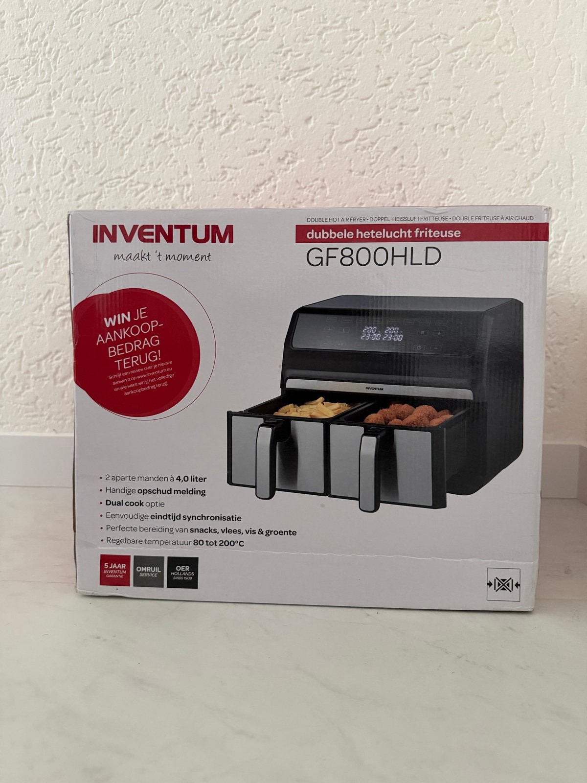 Inventum GF800HLD Dubbele Hetelucht Friteuse - Nieuw, 4 liter of meer, Ophalen of Verzenden, Nieuw, Duo-friteuse