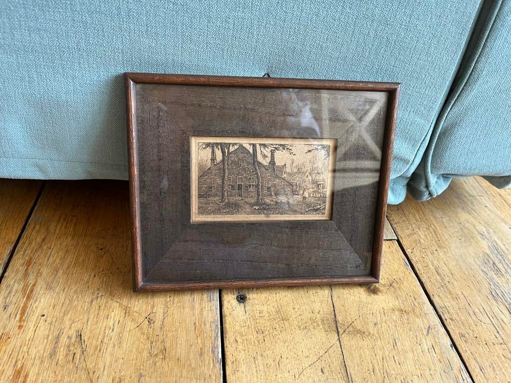 Toon de Jong ets, Antiek en Kunst, Kunst | Etsen en Gravures, Ophalen of Verzenden, Met passe-partout, Landschap, 1950 - 1999