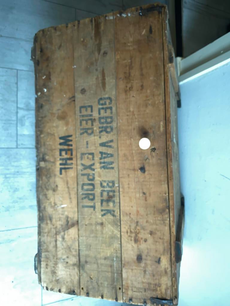 Antieke houten eierenkist 'Gebr. Van Beek Eier-Export Wehl', Antiek en Kunst, Ophalen