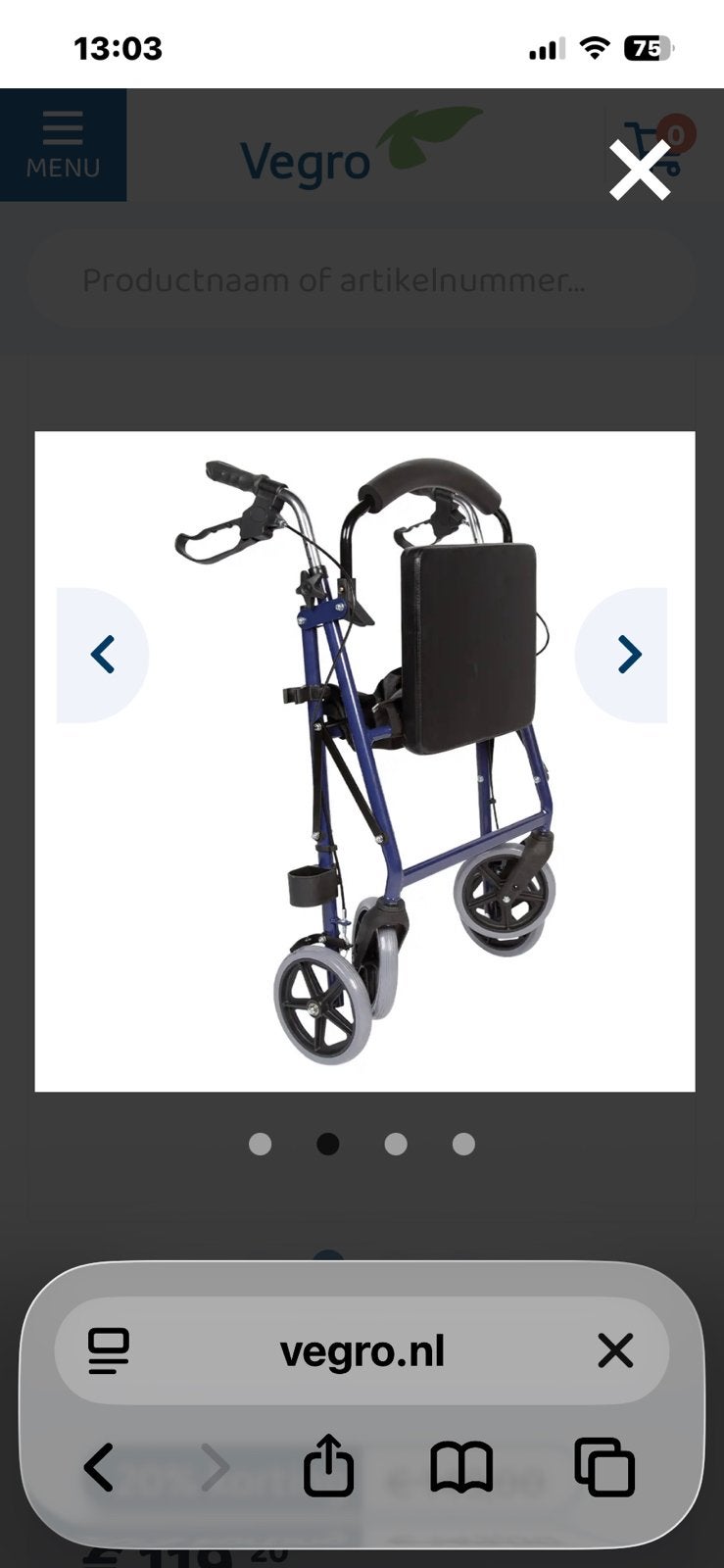 Zwarte rollator invl mandje en paraplu en  houder, Ophalen of Verzenden, Zo goed als nieuw