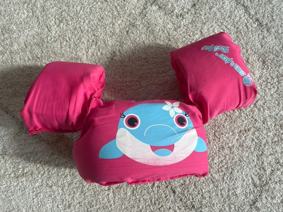 Roze Sevylor Puddle Jumper zwembandjes met dolfijn, Ophalen of Verzenden, Gebruikt, Overige typen