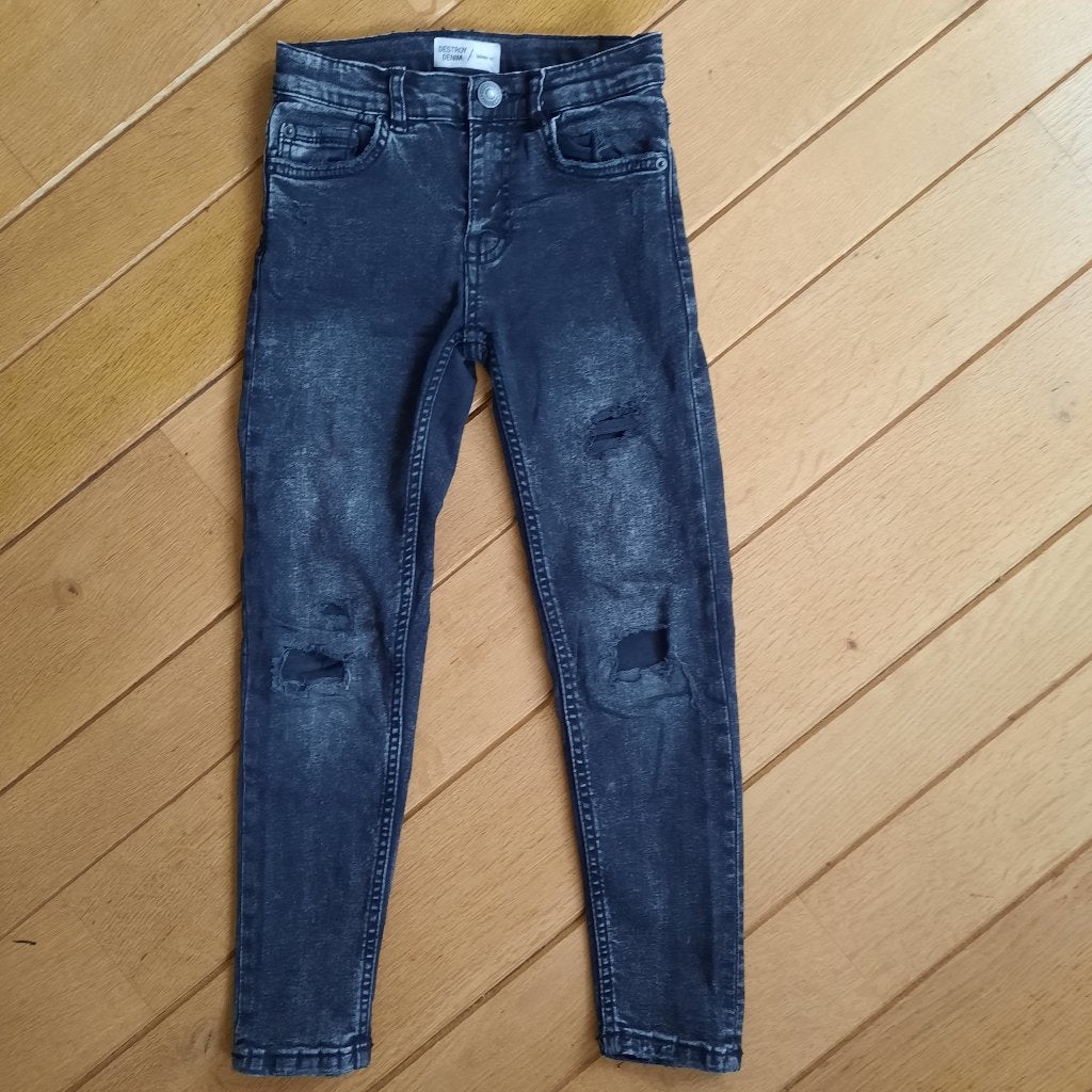 ZARA destroyed denim spijkerboek zwart maat 128, Ophalen of Verzenden, Zo goed als nieuw, Meisje, Broek
