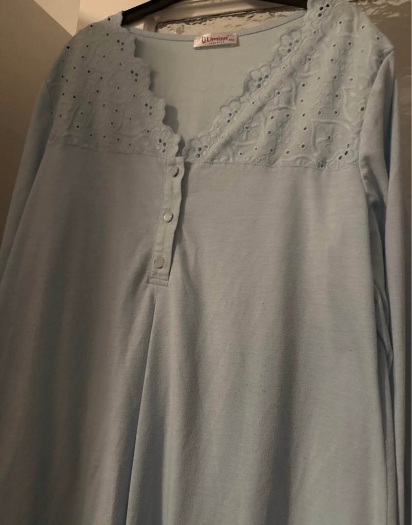 Lichtblauwe katoenen pyjama dames, Kleding | Dames, Pyjama's, Ophalen of Verzenden, Zo goed als nieuw, Maat 46/48 (XL) of groter