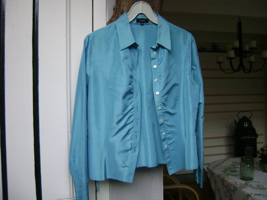 blouse blauw 40 42 Purdey Mark zijde, Blauw, Maat 42/44 (L), Ophalen of Verzenden, Zo goed als nieuw