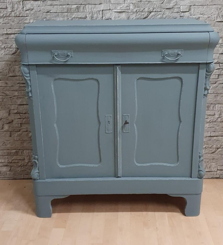 Brocante halkast TV kast meidenkast kledingkast grijs, Ophalen