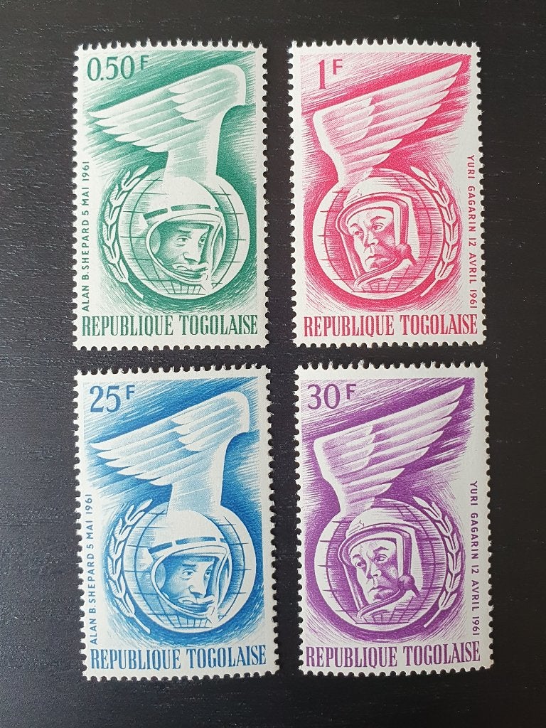 Togo 1961 Ruimtevaart Joeri Gagarin Michel 335-338 postfris, Postzegels en Munten, Verzenden, Postfris, Overige thema's