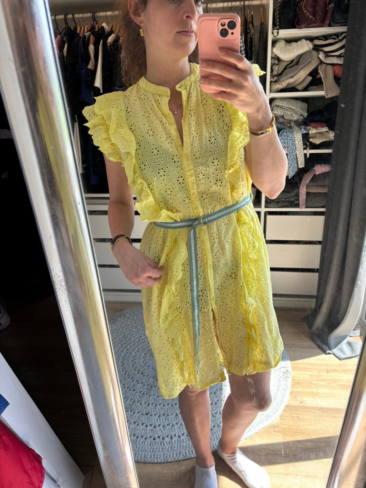 Beck Sondergaard anglaise hailey dress geel - maat xs, Kleding | Dames, Ophalen of Verzenden, Zo goed als nieuw, Maat 34 (XS) of kleiner