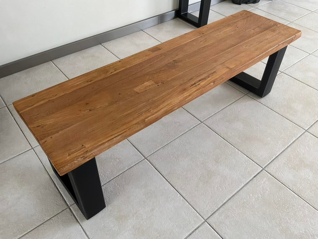 Mooi zit bankje teakhout, Ophalen, Zo goed als nieuw, Rechthoekig, 125 cm of meer