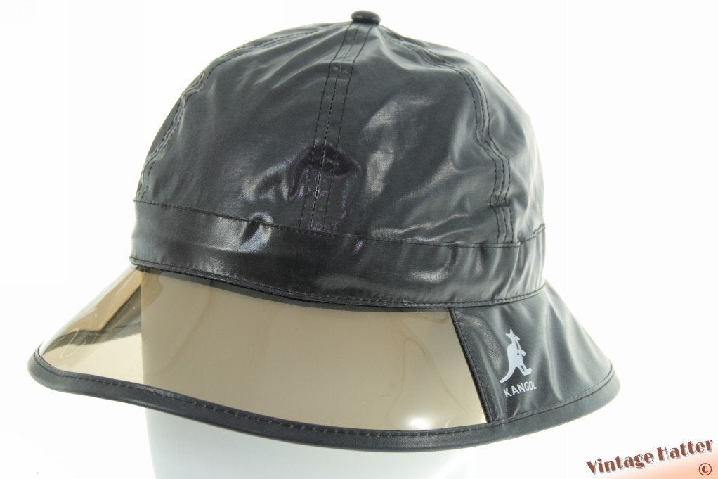 Bucket hoed Kangol Rain zwart vinyl met vizier S en L nieuw, Hoed, Nieuw, Kangol - Rain Casual, One size fits all