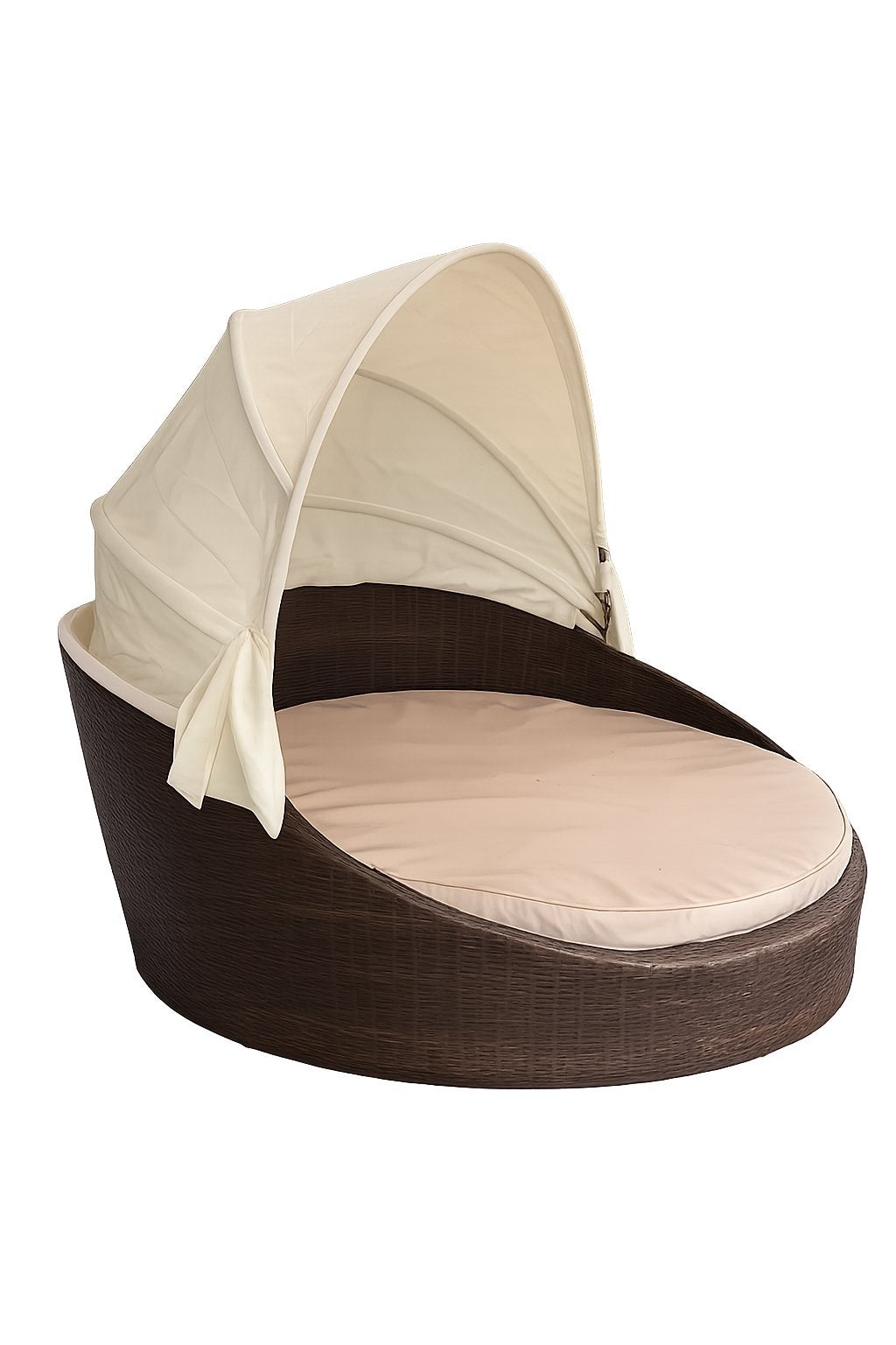 Luxe gevlochten Loungbed met Verstelbaar Zonnescherm, Tuin en Terras, Ophalen, Zo goed als nieuw, Kunststof, Verstelbaar